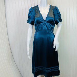 Juicy Couture Dress Teal Silk Blend Short Sleeve